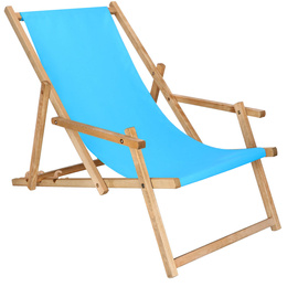 Leżak ogrodowy, drewniany z 3-stopniową regulacją, plażowy, balkonowy niebieski