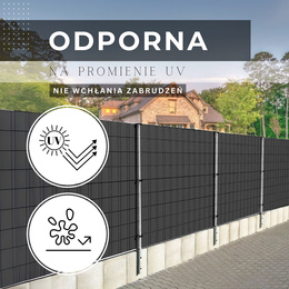 Taśma ogrodzeniowa z zestawem klipsów mocujących 20 szt. PVC 26 m x 19 cm 1200 g/m2 antracyt