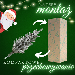 Choinka sztuczna 120 cm świerk kaukaski ośnieżony jak żywy, nowoczesny, ze stojakiem