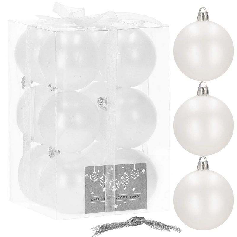 Bombki choinkowe 12 szt. biały mat zestaw choinkowy