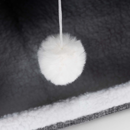 Legowisko dla kota z zabawką i drapakiem 42x41x34 cm koci domek, posłanie szare