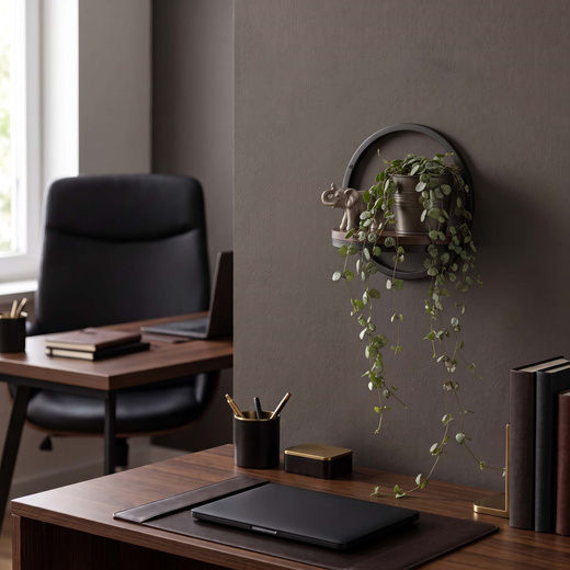 Kwietnik ścienny loft 26 cm metalowy półka wisząca na rośliny nowoczesna czarno-brązowa