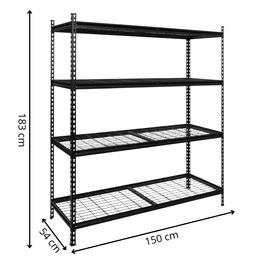 Regał stalowy z 4 półkami 183x150x54 cm 1600 kg do garażu, piwnicy