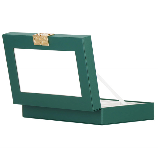 Szkatułka na biżuterię 23,5x14x5,5 cm zielony, ekoskóra organizer z przegródkami