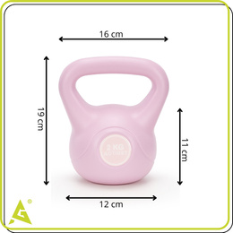 Kettlebell 2 kg odważnik, hantla do ćwiczeń ABS kula do treningu siłowego, różowa