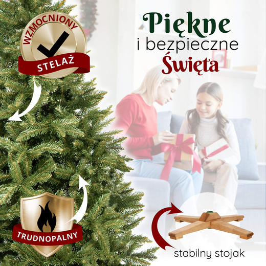 Choinka sztuczna 220 cm Premium Royal Trees świerk kaukaski z drewnianym stojakiem