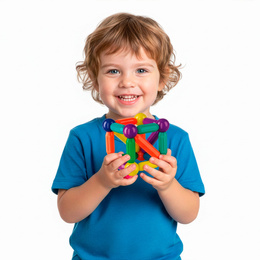 Klocki magnetyczne, konstrukcyjne 3D duży zestaw 128 szt. patyczki kulki