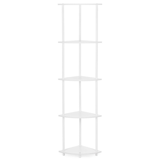Regał narożny biały 147 cm z 5 półkami loft do łazienki nowoczesny na książki 