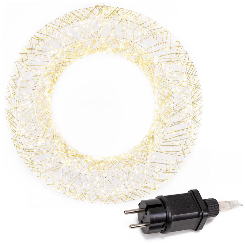 Wieniec świetlny 45 cm stroik świateczny na drzwi 720 LED ciepły biały