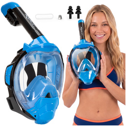 Maska z rurką do nurkowania, snorkelingu L/XL pełnotwarzowa, AntiFog, uchwyt na kamerę