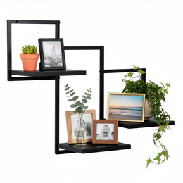 Półka ścienna, potrójna uniwersalna 57,5x21x50 cm wisząca, czarna