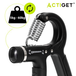 Ściskacz do rąk z regulacją oporu 5 - 60 kg do ćwiczeń dłoni, rehabilitacji czarny
