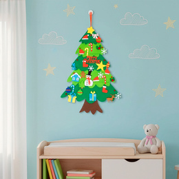 Ozdoba świąteczna, Choinka z filcu 32 zawieszek 95 cm multikolor