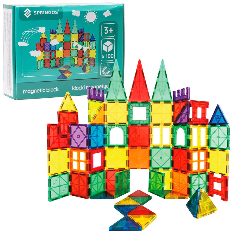 Klocki magnetyczne, pojazdy zestaw 100 szt. klocków konstrukcyjnych dla dzieci, kolorowe