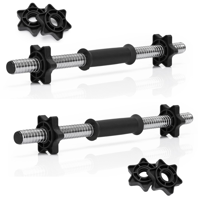 Gryf krótki 45 cm do hantli z zaciskami zestaw 2 szt. gwintowane 25 mm stal chromowana