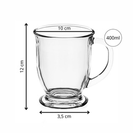 Szklanki do kawy latte mrożonej herbaty deserów 400 ml z uchem komplet 6 szt.