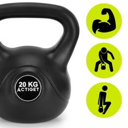 Kettlebell 20 kg odważnik, hantla do ćwiczeń ABS kula do treningu siłowego, czarny