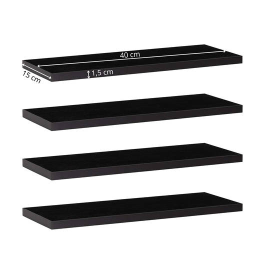 Półki ścienne 4 szt. na przyprawy, książki półki wiszące nowoczesne czarne