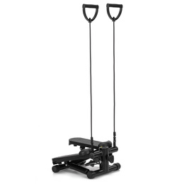 Stepper prosty do ćwiczeń z linkami i licznikiem, trening cardio, fitness czarny