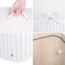 Pojemnik na pranie 72 L kosz z klapą bambus naturalny biały