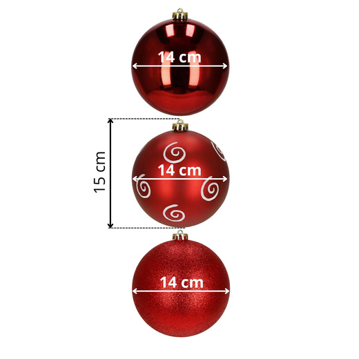 Bombki choinkowe 3 szt. duże ozdoby świąteczne 15 cm nietłukące czerwone