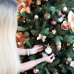 Kokardki świąteczne na choinkę 6 szt. brokatowe zawieszki choinkowe złote