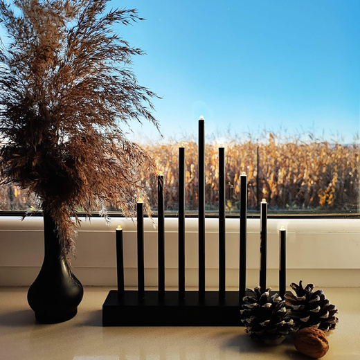 Świecznik adwentowy Led 9 świec czarny