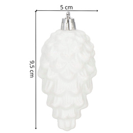 Zawieszki choinkowe szyszki 6 szt. ozdoby świąteczne 9,5 cm bombki biały brokat