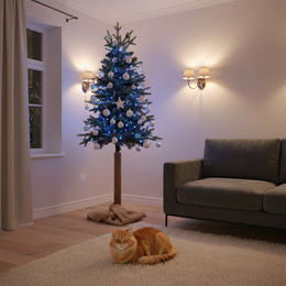 Choinka sztuczna na pniu 220 cm świerk naturalny ze stojakiem nowoczesny