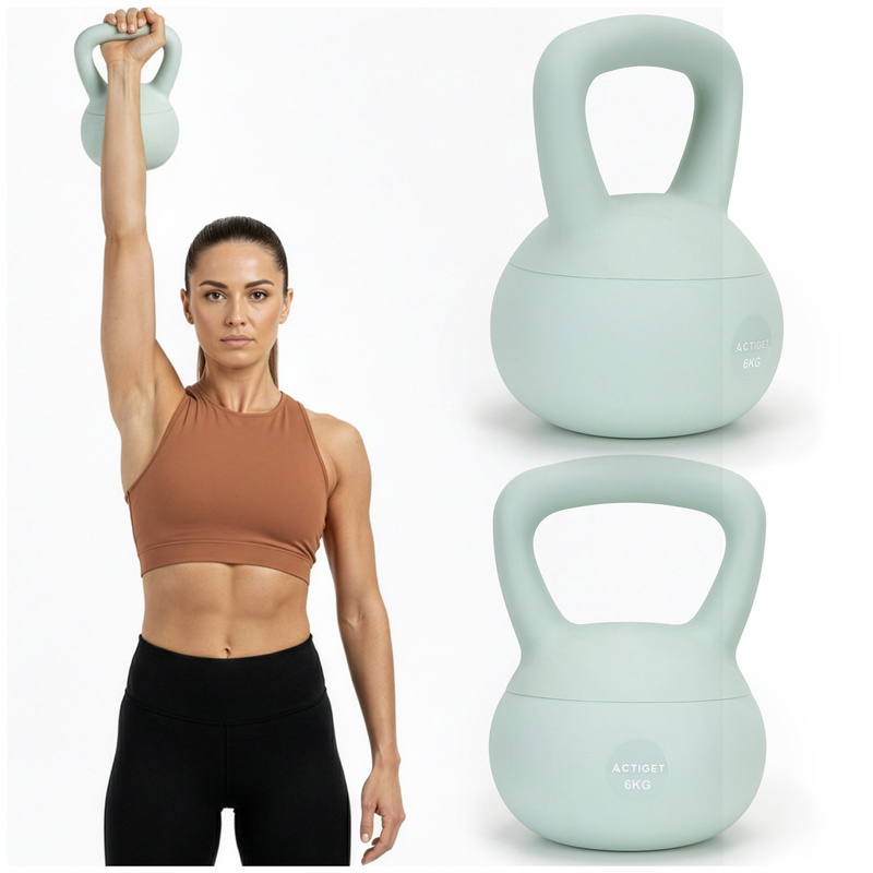 Kettlebell miękki 6 kg kula odważnik hantla ciężar do ćwiczeń fitness, turkusowy