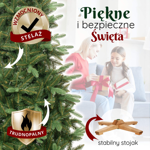 Choinka sztuczna 240 cm Premium Royal Trees świerk syberyjski z drewnianym stojakiem
