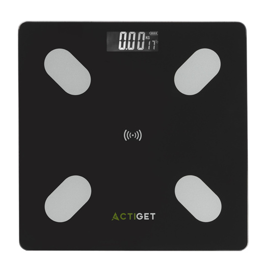 Waga łazienkowa, elektroniczna 180 kg szkło hartowane, LCD, z bluetooth, aplikacją czarna