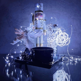 Lampki choinkowe 10 Led na baterie zimny biały