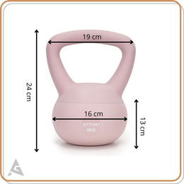 Kettlebell miękki 4kg kula odważnik hantla ciężar do ćwiczeń fitness, jasnoróżowy