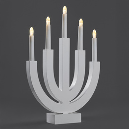 Świecznik adwentowy Led z 5 świecami bożonarodzeniowy świąteczny na baterie biały