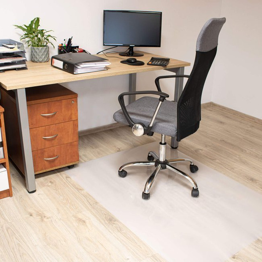 Mata pod krzesło, fotel biurowy 100x50x0,05cm podkładka na biurko mleczna