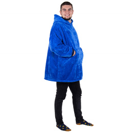 Kocobluza damska oversize koc bluza 2w1 z kapturem ciepła niebieska
