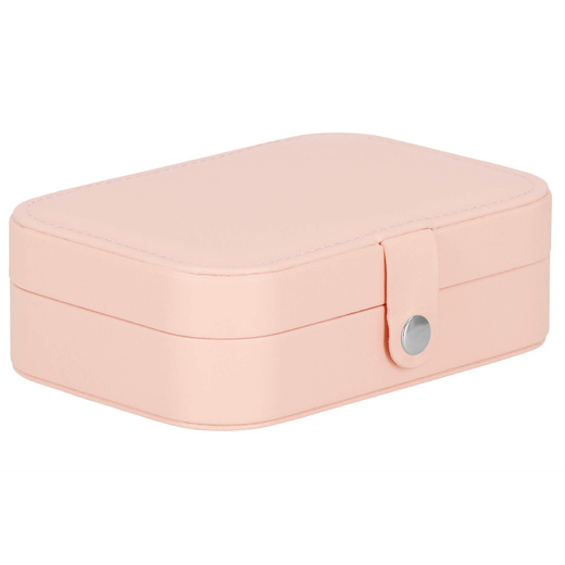Szkatułka na biżuterię ekoskóra 16x11x5 cm różowy organizer z przegródkami