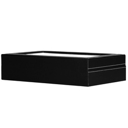Szkatułka na zegarki 30x20x8cm czarno-kremowy, ekoskóra organizer z przegródkami i lusterkiem
