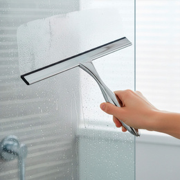 Ściągaczka do szyb, kabiny prysznicowej, łazienkowa ze stali nierdzewnej z uchwytem, srebrna