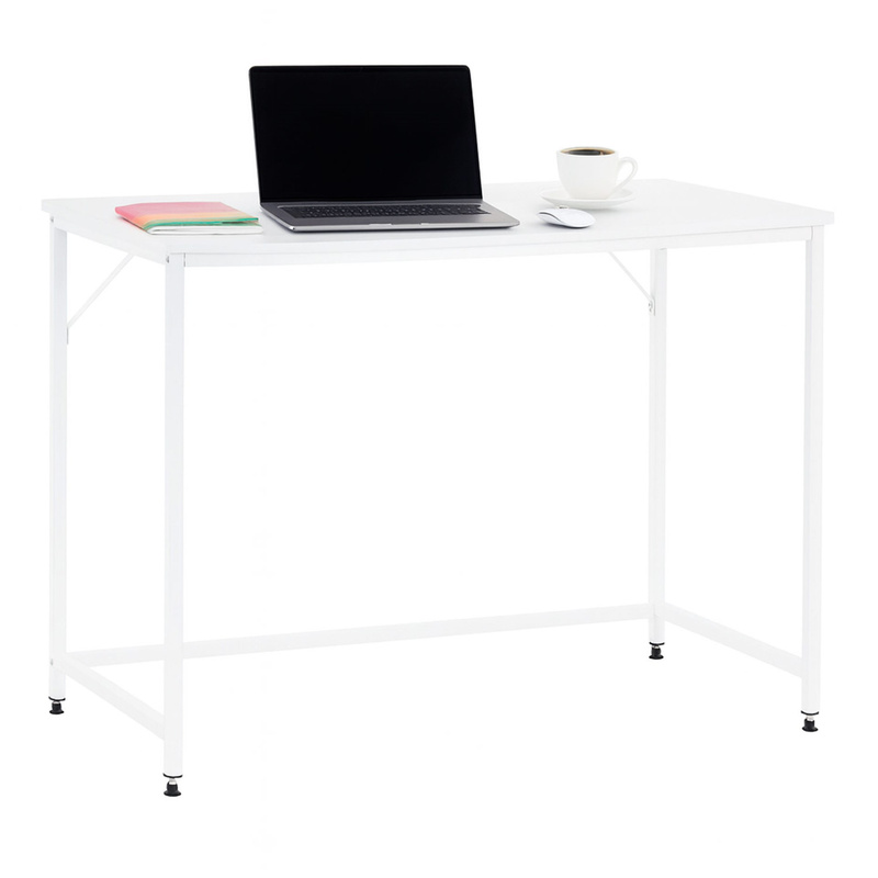Biurko komputerowe nowoczesne 100x50x76 cm stolik loft industralny biały