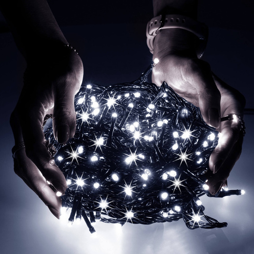Lampki choinkowe 1000 led zimny biały + flash 50m oświetlenie świąteczne IP44