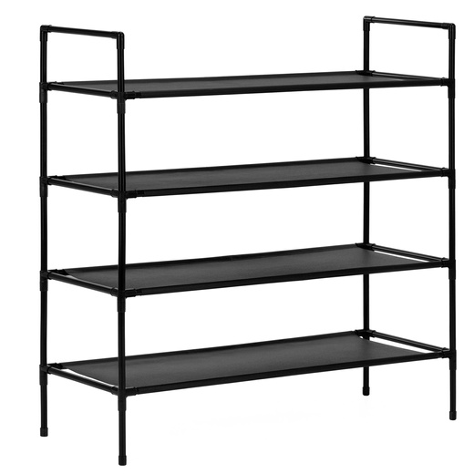 Regał na buty 4 poziomy szafka metalowa z półkami na obuwie 75x72x28 cm czarna