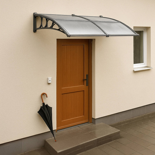 Zadaszenie, daszek do drzwi wejściowych, balkonowych, tarasowych 200x96 cm szary, transparentny