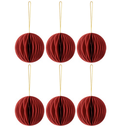 Papierowe bombki 6 szt. zawieszki choinkowe, ozdoby świąteczne 8 cm rozkładane, czerwone
