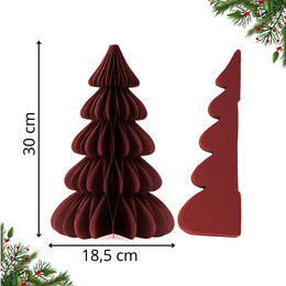 Papierowa choinka 30 cm ozdoba świąteczna dekoracja 3D z magnesem bordowa