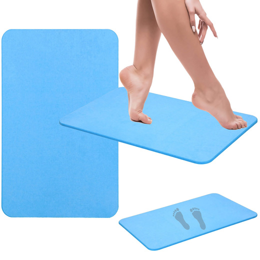 Mata łazienkowa diatomitowa 60x40x0,9 cm antypoślizgowy dywanik niebieski