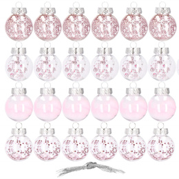 Bombki choinkowe przeźroczyste 24 szt. różowy 5cm zestaw choinkowy