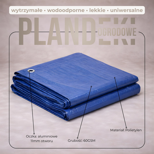 Plandeka 4x4m 60g/m2 gruba płachta ochronna niebieska