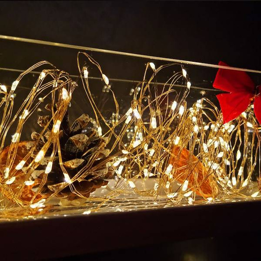 Lampki choinkowe 100 led na baterie z pilotem druciki mikro biały ciepły